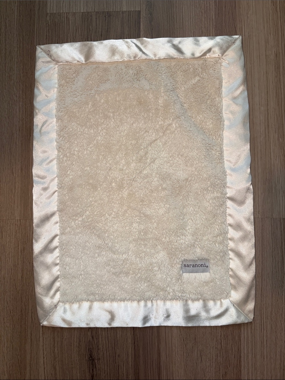 Saranoni Cream Plush Baby Lovey with Satin Border